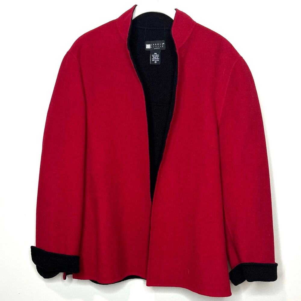Carol Little Petite Reversible 100% Wool Open Cardigan Sweater Jacket Size PM